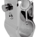 Sede di rotazione in nylon. Le due parti si separano velocemente sfilando l'apposita spina di sicurezza. Costruzione in acciaio inox AISI 316 lucidato a specchio.