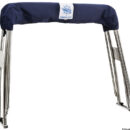 Telaio Roll-Bar in acciaio inox Ø 40 mm.Telaio capottina in acciaio inox Ø 22 mm.Tessuto capottina ad alta resistenza (si può viaggiare fino a 35 nodi con capottina aperta) e resistente ai raggi UV.Quando non in uso la capottina si ripiega contro il Roll-Bar che, nella parte superiore, ha un supporto libero per fanale di via/ tromba/ pannello solare.