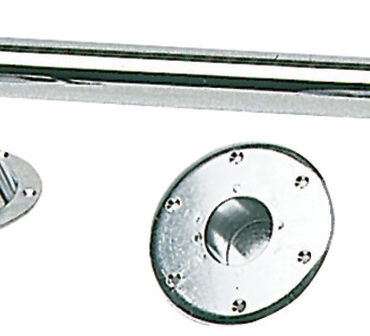 Costituita da un tubo e due basi di raccordo, una da incassare a filo pavimento, l’altra da montare sotto il piano del tavolo. Il tubo ha le estremità autobloccanti ed il tavolo si può mettere e togliere istantaneamente.