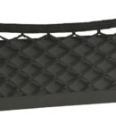 Telaio in ABS bianco, con rete elestica in nylon intrecciato. Dorso autoadesivo, oppure da fissare con 4 viti.