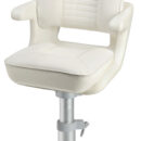 In polietilene rotazionale bianco, predisposto per il fissaggio sui piedi sedile presenti nel nostro catalogo. Completa di 8 inserti in ottone filettati per fissaggio colonne e slitte.