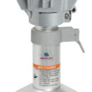 Base e colonna in alluminio anodizzato + supporto sedile girevole in alluminio verniciato grigio.