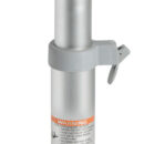 Base e colonna in alluminio anodizzato + supporto sedile girevole in alluminio verniciato grigio.