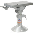 Base e colonna in alluminio anodizzato + supporto sedile con slitta girevole in alluminio anodizzato.