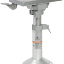 Base e colonna in alluminio anodizzato + supporto sedile con slitta girevole in alluminio anodizzato.