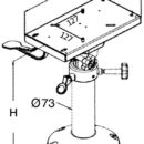 Base e colonna in alluminio anodizzato + supporto sedile con slitta girevole in alluminio anodizzato.