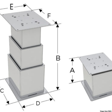 Fabbricata in acciaio inox 316 lucidato a specchio. Adatta ad installazione in interno ed esterno.Per azionare le gambe è necessario un interruttore 6 poli per invertire la polarità.La versione 3 stadi può essere usata in coppia utilizzando la scatola sincronizzatrice 48.749.06.Per minimo 10 pezzi è possibile realizzare altezza a richiesta.