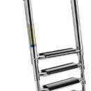 In acciaio inox lucidato a specchio, con gradini profondi 57 mm per un maggior comfort.