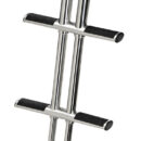 Realizzata in acciaio inox lucidato a specchio.Gradini con rivestimento antisdrucciolo.Particolarmente indicata per sub / sport acquatici.