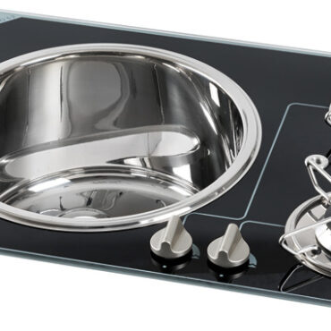 Crystal glass worktop + SS sink 2 x 1750 W