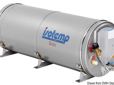 Serbatoio interno, serpentina e involucro esterno in acciaio inox. Il serbatoio é garantito 5 anni contro le perdite. Funzionano con una resistenza in rame nichelato da 750 W a 220 V, oppure con scambiatore di calore collegato all’impianto di raffreddamento del motore. La resistenza é posizionata nella parte bassa dello scaldabagno per evitare la stratificazione del calore. Doppio termostato (di sevizio e sicurezza). Valvola di sicurezza a 7 bar. Isolamento in poliuretano espanso. Possibilità di installazione verticale o orizzontale.