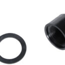 Kit composto da n. 1 bocchettone filettato dritto + n. 1 bocchettone filettato a 90° Ø 38-50-60 + n. 2 guarnizioni. Filetto da 1" 1/2.