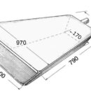 In polietilene bianco, di forma triangolare svasata per prua.Completo di 4 fori ciechi filettati da 1/2” - 1”1/4 ove vanno avvitati i portagomma di carico, scarico e sfiato (Vedi vari modelli al gruppo 17).