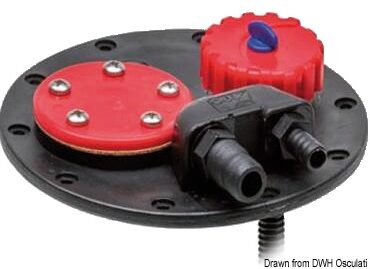 Completo di tappo con sfiato, pescante con portagomma Ø 12 mm.Sfiato da Ø 17-19 mm. Flangia cieca per misuratore.