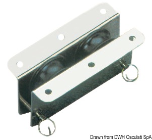 In acciaio inox ad incasso per albero o coperta, puleggia in nylon per drizze tessili.