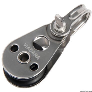 In acciaio inox piatti con puleggia in alluminio Ø 25 mm, per cavo acciaio.