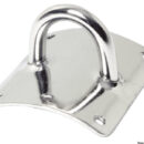 Piastra con quattro fori , in acciaio inox 316, adatta per i fissaggi sugli alberi o boma con Ø di 100 mm.