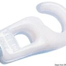 Gancio bianco a rampino largo, particolarmente indicato per fissare i coprigommoni sul trincarino.