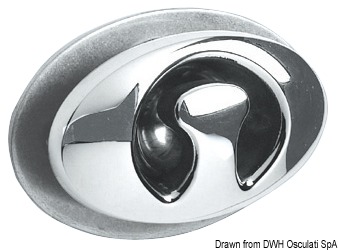 Completamente incassato. In acciaio inox AISI 316 lucidato a specchio.