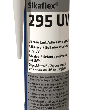 Adesivo sigillante poliuretanico resistente agli UV.Per incollaggio vetri in plexiglass, lexan, policarbonato.