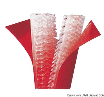 Sistemi di fissaggio apri-e-chiudi flessibili, autoadesivi, composto da due strisce con peduncoli che accoppiate consentono diversi tipi di fissaggio (oggetti pesanti e non).