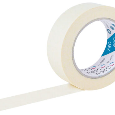 Nastro in carta professionale. Adesivo in gomma naturale a solvente, resistenza fino a 60°C.