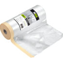 Film in nylon accoppiato con nastro adesivo in carte. Ideale per mascherare e proteggere velocemente durante la verniciatura.