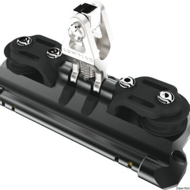 Mainsheet car 2 w/upstand and control line sheaves